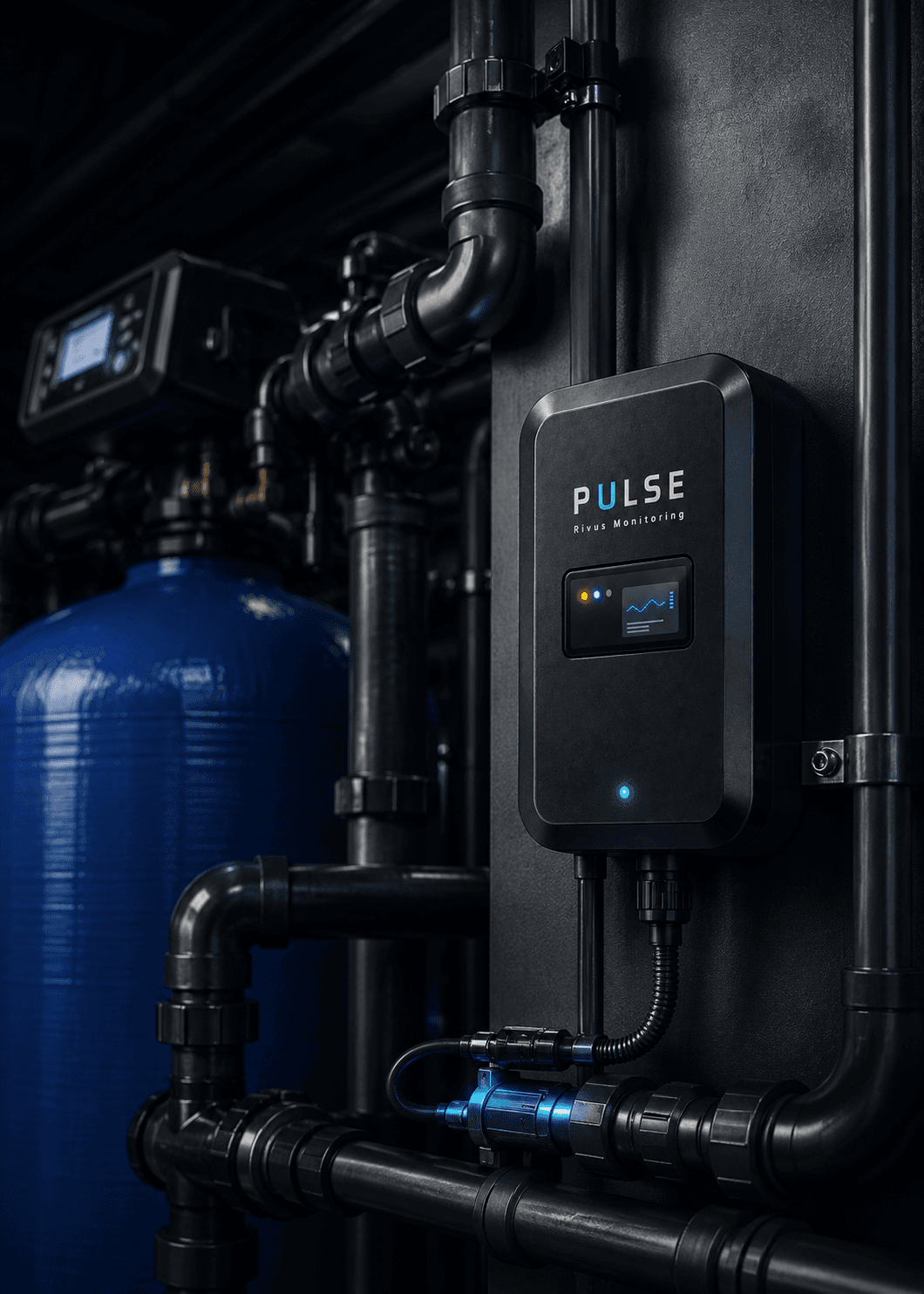 Pulse device mounted beside a filtration tank